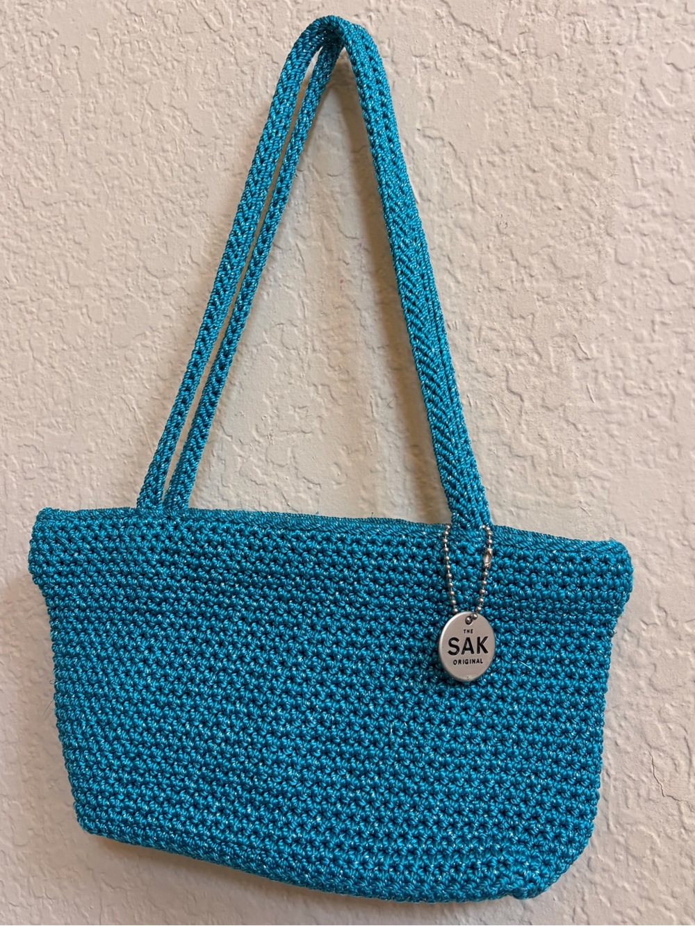 🦋The Sak Bright Teal Crochet Shoulder Mini Tote